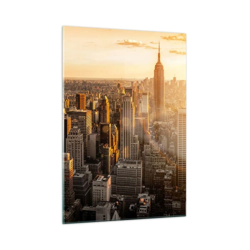 Impression sur verre - Image sur verre - Horizon de New York au coucher du soleil - 50x70cm - Grandir au soleil - Décoration murale moderne pour le salon et la chambre ARTTOR