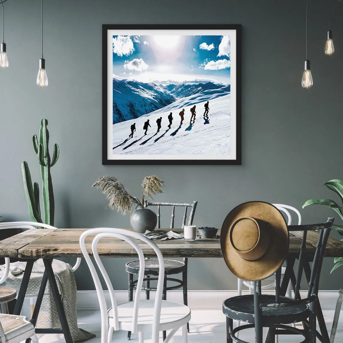 Affiche dans un cadre noir - Poster - L'équipe des conquérants - 40x40 cm