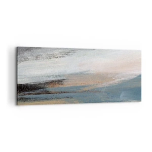 Impression sur toile - Image sur toile - Paysage abstrait dans des tons sobres de bleu et de beige - 120x50cm - Abstraction : paysage nordique - Décoration murale moderne pour le salon et la chambre ARTTOR