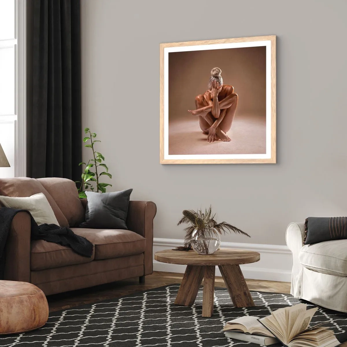 Affiche dans un chêne clair - Poster - Unité du corps et de l'âme - 50x50 cm