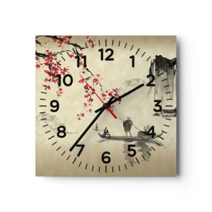 Horloge murale - Pendule murale - Au pays des cerisiers en fleurs - 30x30 cm