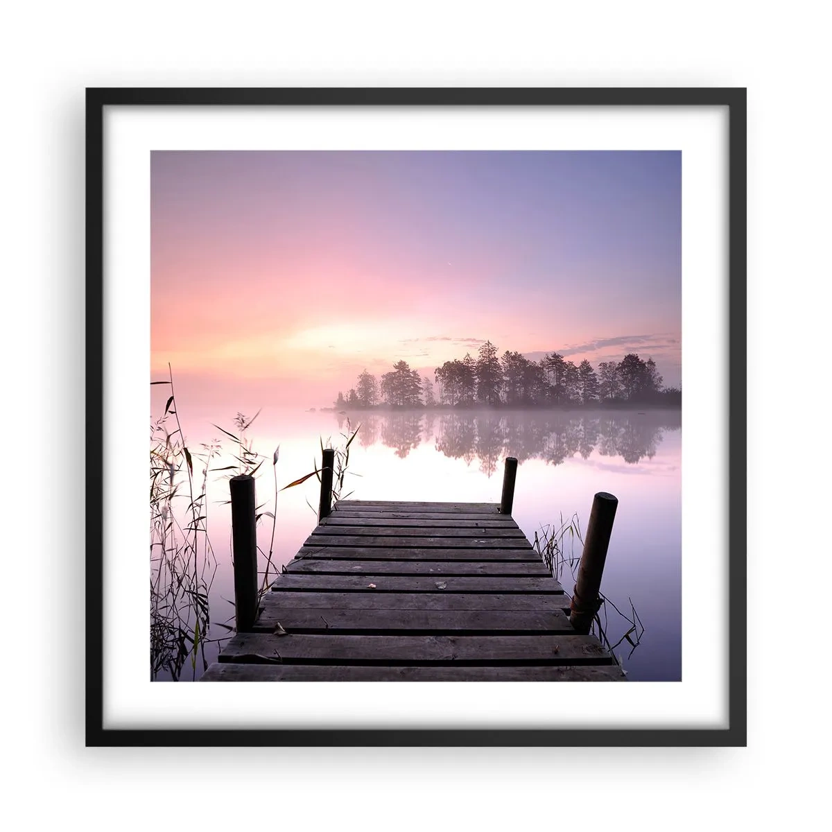 Affiche dans un cadre noir - Poster - De la brume lilas… - 50x50 cm