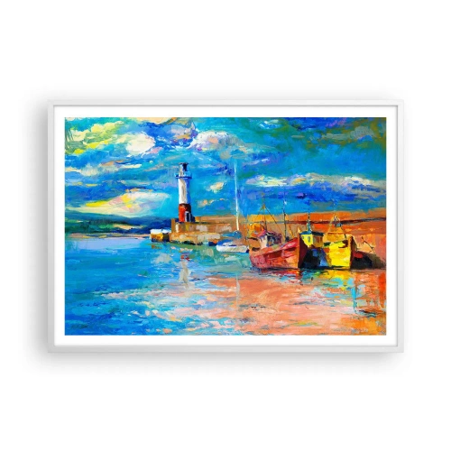 Affiche dans un cadre blanc - Poster - Un après-midi dans la baie arc-en-ciel - 100x70 cm