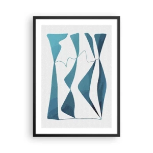 Affiche dans un cadre noir - Poster - Une composition abstraite dans des tons de bleu avec des lignes dynamiques. - 50x70cm - Abstraction : composé turquoise - Décoration murale moderne pour le salon et la chambre ARTTOR