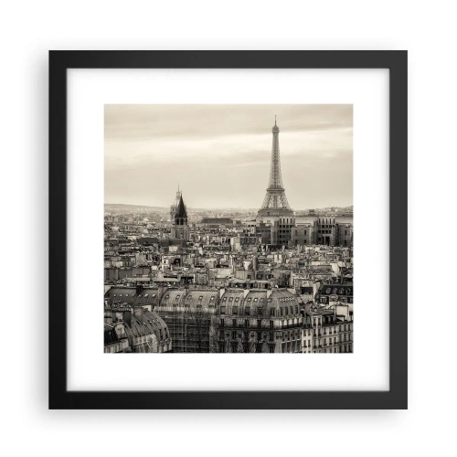 Affiche dans un cadre noir - Poster - Sur les toits de Paris - 30x30 cm