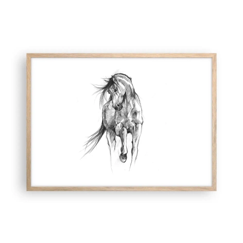 Affiche dans un chêne clair - Poster - D'un trot gracieux - 70x50 cm