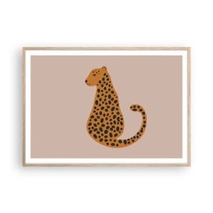 Affiche dans un chêne clair - Poster - La panthère est un motif à la mode - 100x70 cm