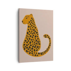 Impression sur toile - Image sur toile - Un dessin minimaliste d'une panthère sur fond beige - 50x70cm - La panthère est un motif à la mode - Décoration murale moderne pour le salon et la chambre ARTTOR