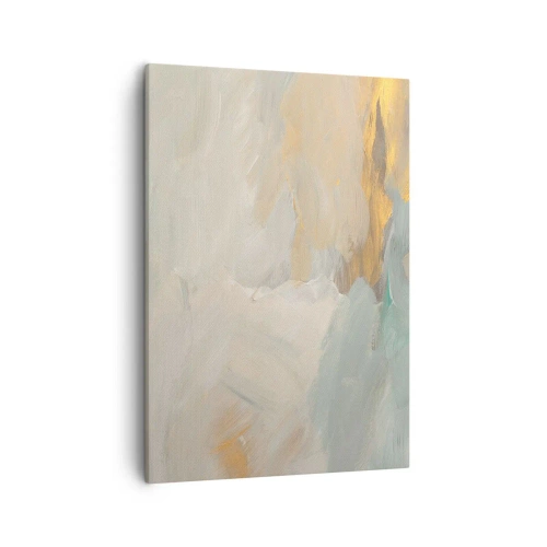 Impression sur toile - Image sur toile - Traits abstraits délicats dans des tons de blanc et d'or - 50x70cm - Abstraction – le pays de la douceur - Décoration murale moderne pour le salon et la chambre ARTTOR