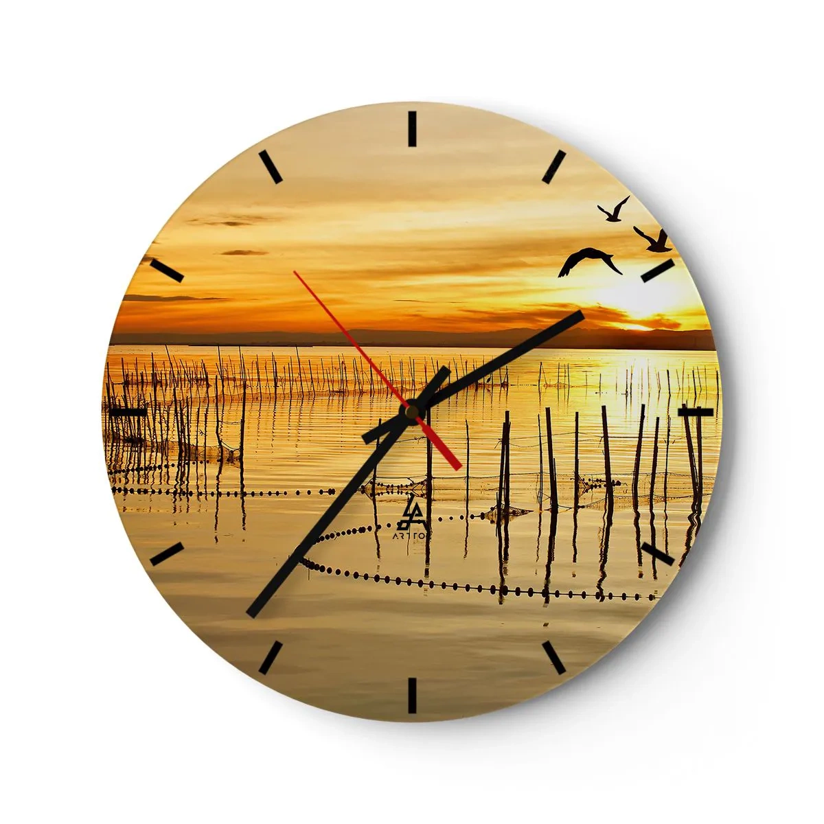 Horloge murale - Pendule murale - À la pêche - 40x40 cm