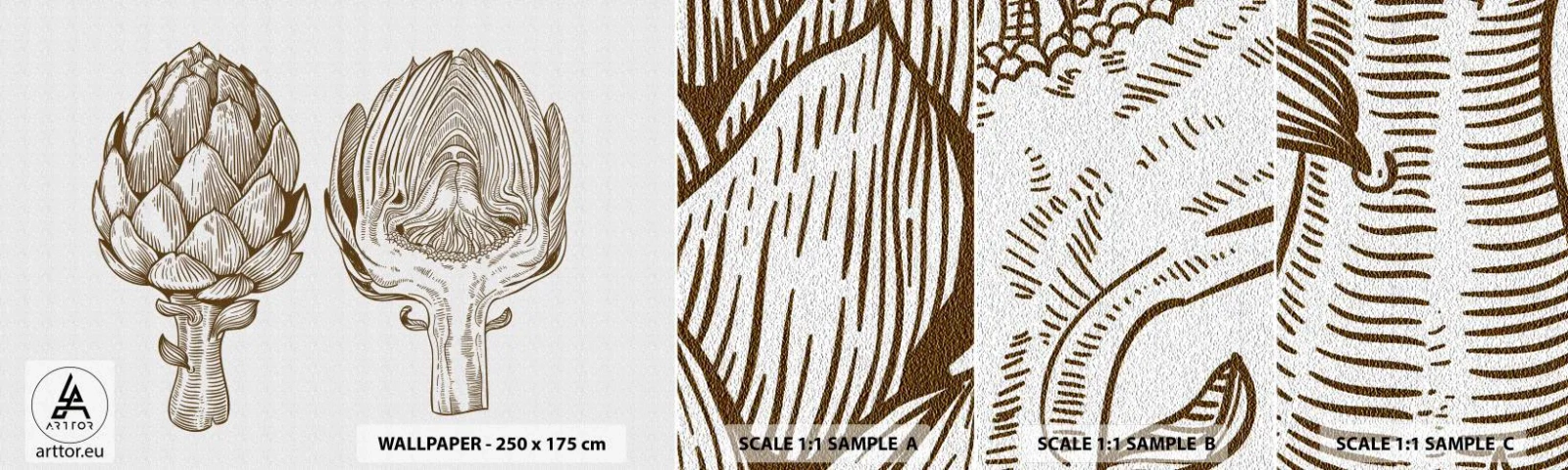 Échantillon de Papier Peint Autocollant Deluxe Sticker - Leçon d’anatomie - Artichaut, Cuisine, Légumes - 100x30 cm