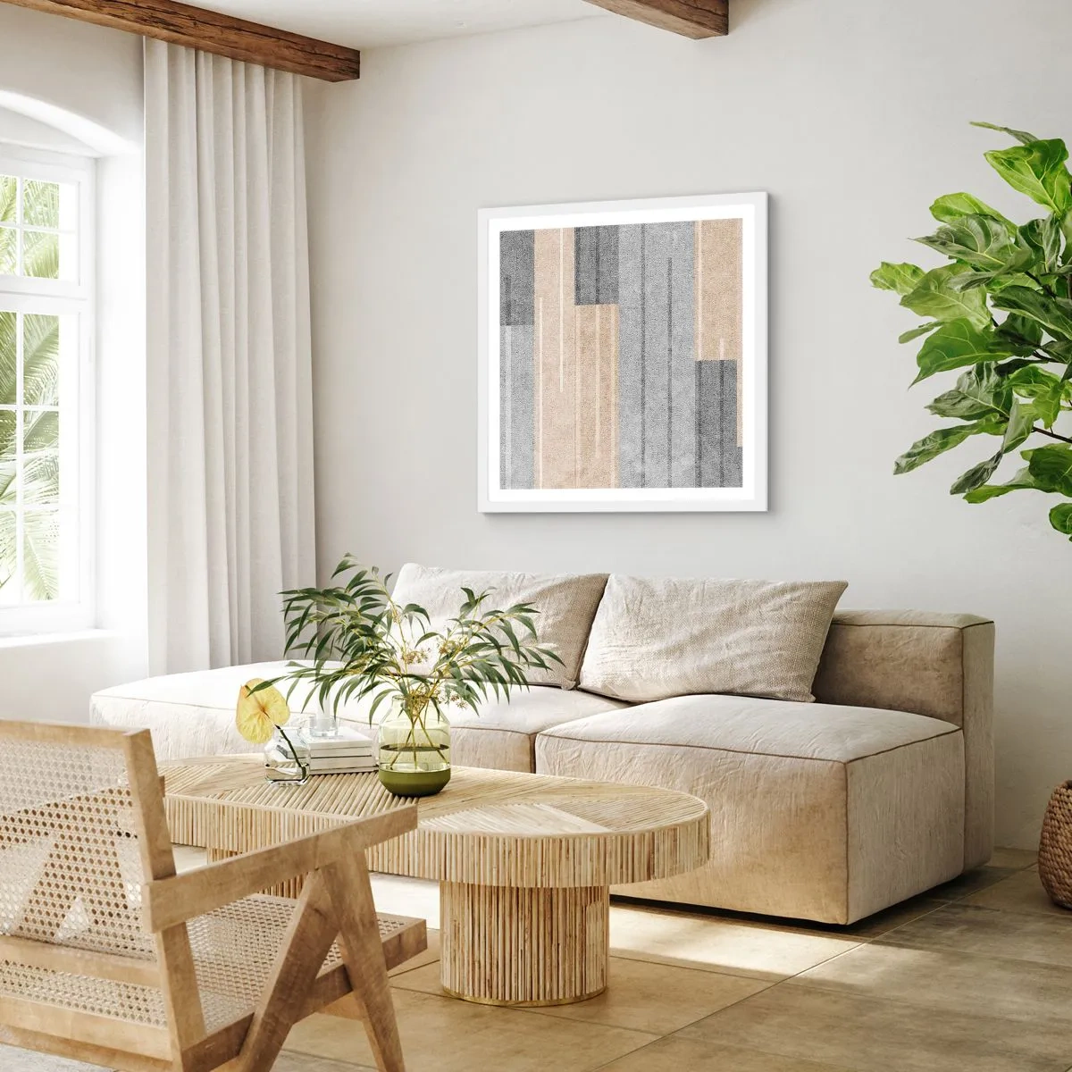 Affiche dans un cadre blanc - Poster - Composition : se tenir droit - 60x60 cm