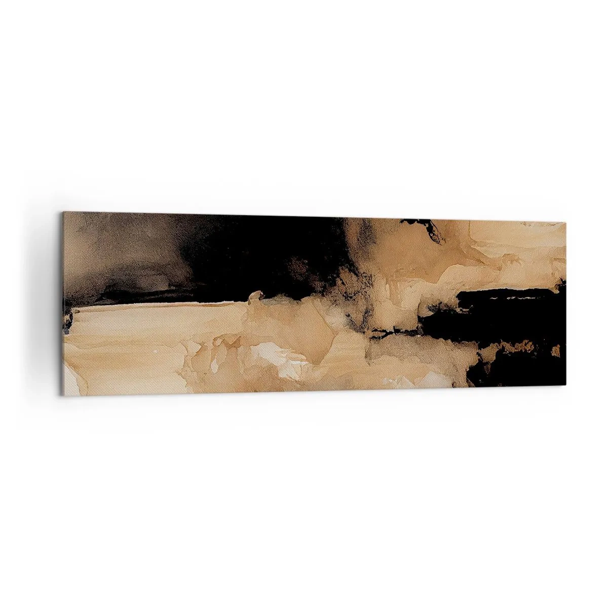 Impression sur toile - Image sur toile - Composition abstraite dans les tons de marron et de noir - 160x50cm - Une abstraction intrigante - Décoration murale moderne pour le salon et la chambre ARTTOR