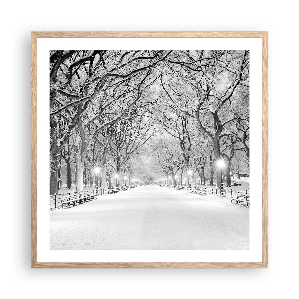 Affiche dans un chêne clair - Poster - Les quatres saisons – l’hiver - 60x60 cm