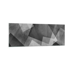 Impression sur verre - Image sur verre - Abstraction en noir et blanc avec des formes géométriques - 140x50cm - Le symbole éternel de durabilité et d'ordre - Décoration murale moderne pour le salon et la chambre ARTTOR