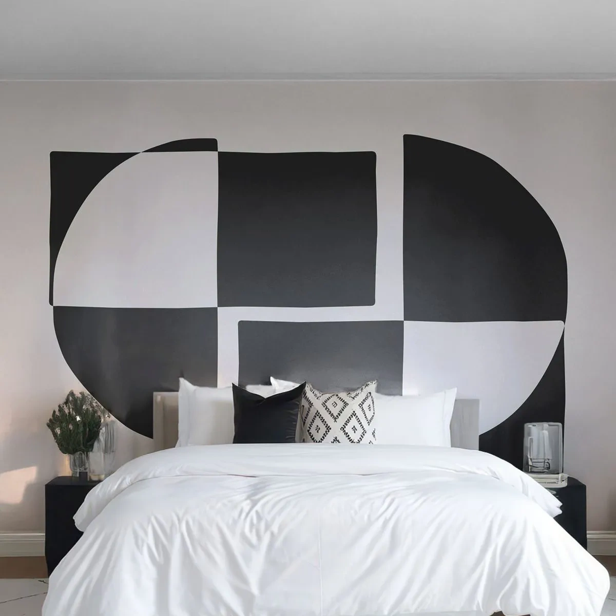 Papier Peint Autocollant Deluxe Sticker - Antithèse - Synthèse - Abstraction, Morceau, Noir et blanc - 250x175 cm