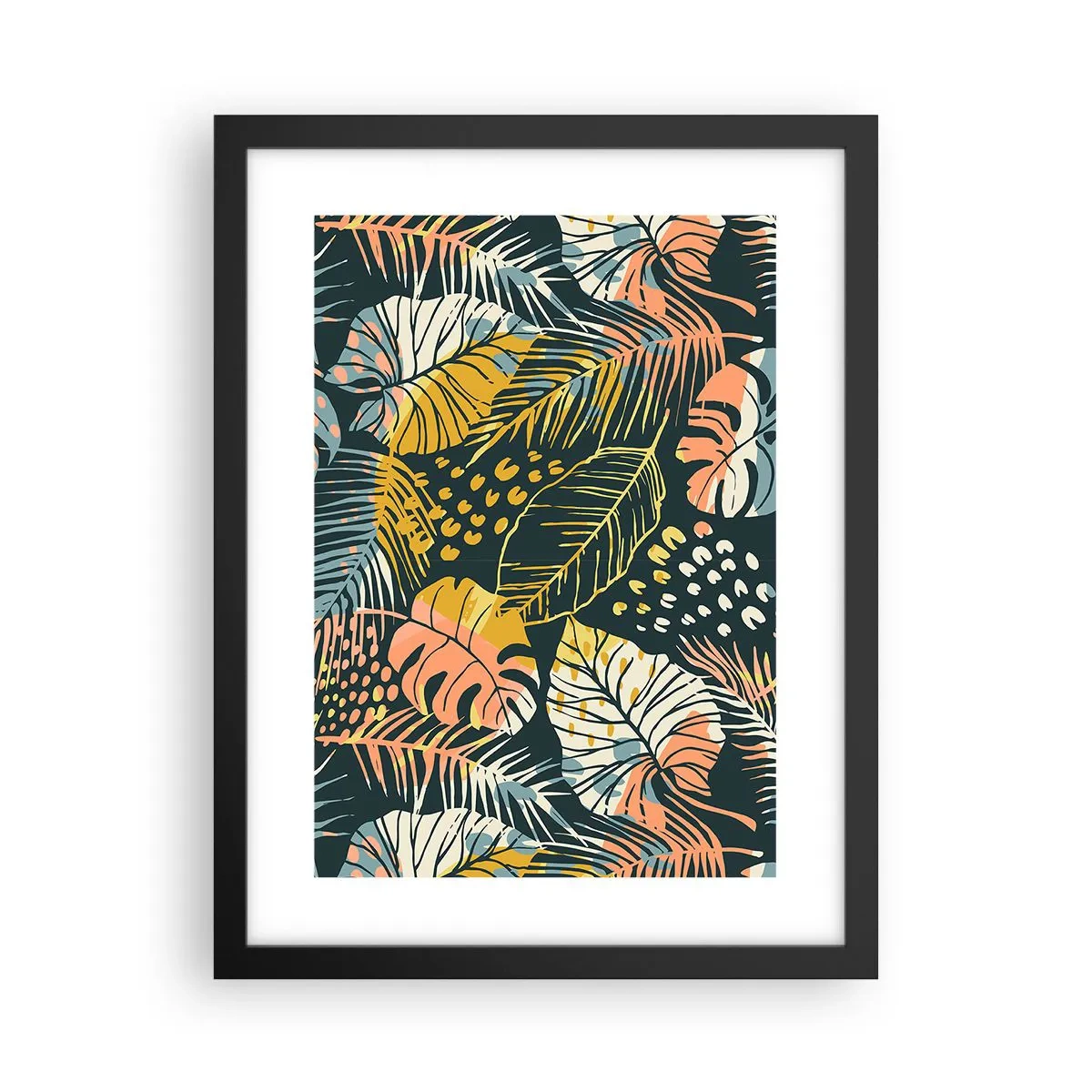 Affiche dans un cadre noir - Poster - Fantaisie feuillue - 30x40 cm