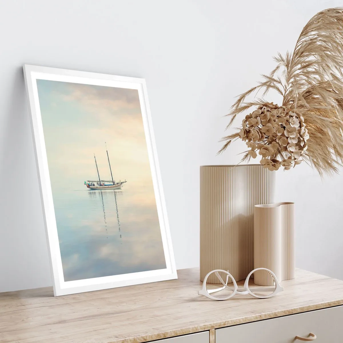 Affiche dans un cadre blanc - Poster - Dans une mer de silence - 30x40 cm