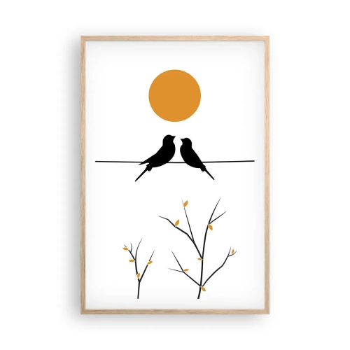 Affiche dans un chêne clair - Poster - Soirée pour rossignols - 61x91 cm