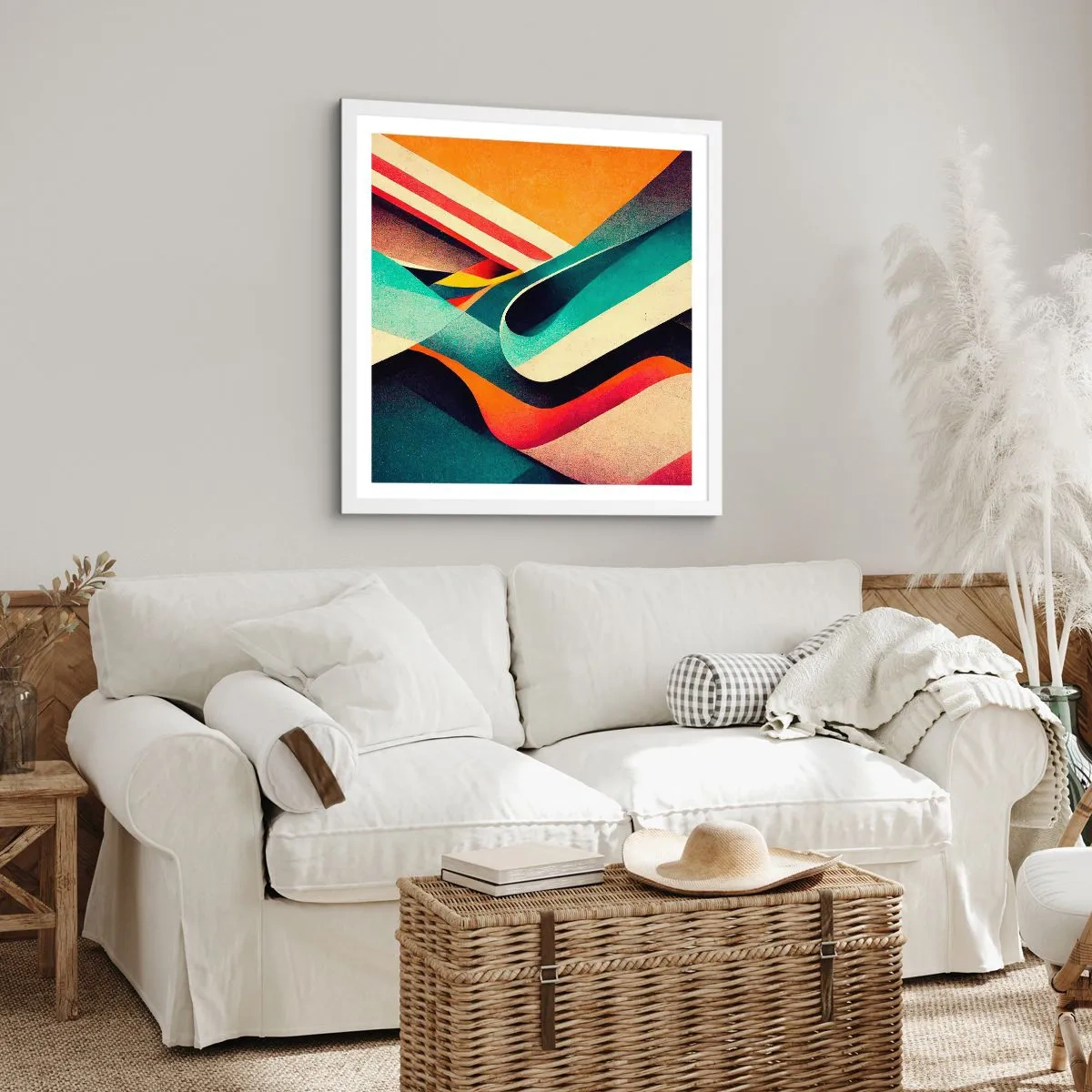 Affiche dans un cadre blanc - Poster - Composition intense - 40x40 cm