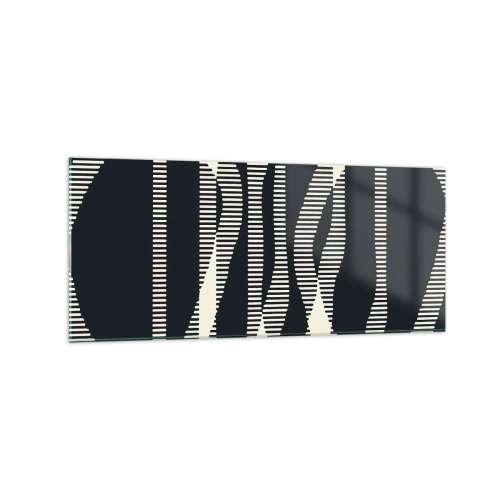 Impression sur verre - Image sur verre - Lignes géométriques dans des tons clairs sur un fond sombre - 120x50cm - Une tentative de briser l'obscurité - Décoration murale moderne pour le salon et la chambre ARTTOR