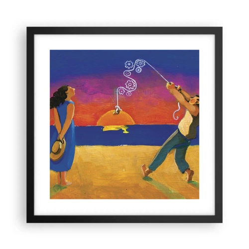 Affiche dans un cadre noir - Poster - Plus qu'une étoile dans le ciel - 40x40 cm