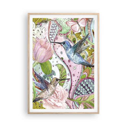 Affiche dans un chêne clair - Poster - Empêtré dans les vignes - 70x100 cm