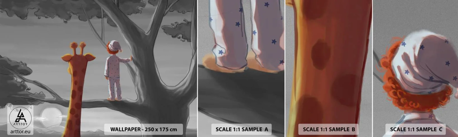 Échantillon De Papier Peint Standard Eco - Cela arrive vraiment - Girafe, Enfants, Rêve - 100x30 cm