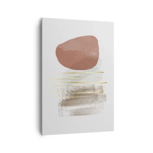 Impression sur toile - Image sur toile - Composition abstraite dans les tons beige et or - 70x100cm - Colonnade abstraite - Décoration murale moderne pour le salon et la chambre ARTTOR