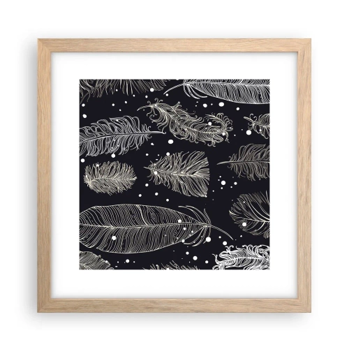 Affiche dans un chêne clair - Poster - Toile de plumes - 30x30 cm