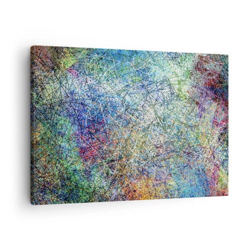 Impression sur toile - Image sur toile - Composition abstraite avec des lignes et des textures multicolores - 70x50cm - Ce n'est pas si simple - Décoration murale moderne pour le salon et la chambre ARTTOR