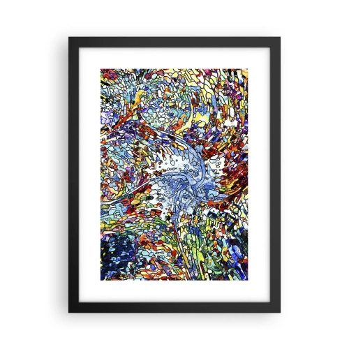 Affiche dans un cadre noir - Poster - Goutte de vitrail - 30x40 cm