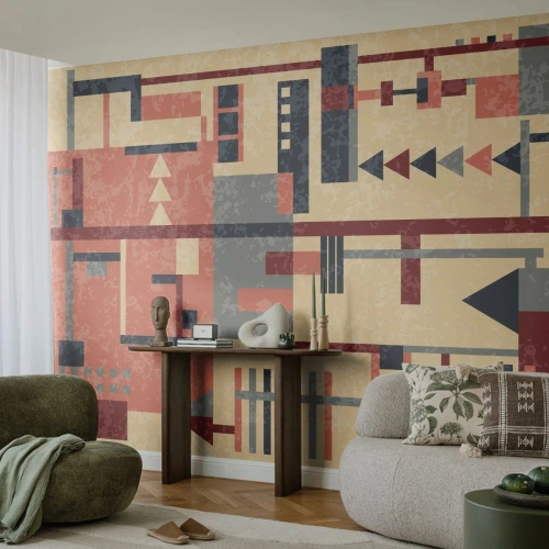 Papier Peint Photo Premium Canvas - Une combinaison de verticaux et d'horizontaux - Abstraction, Morceau, Modèle moderne - 350x256 cm