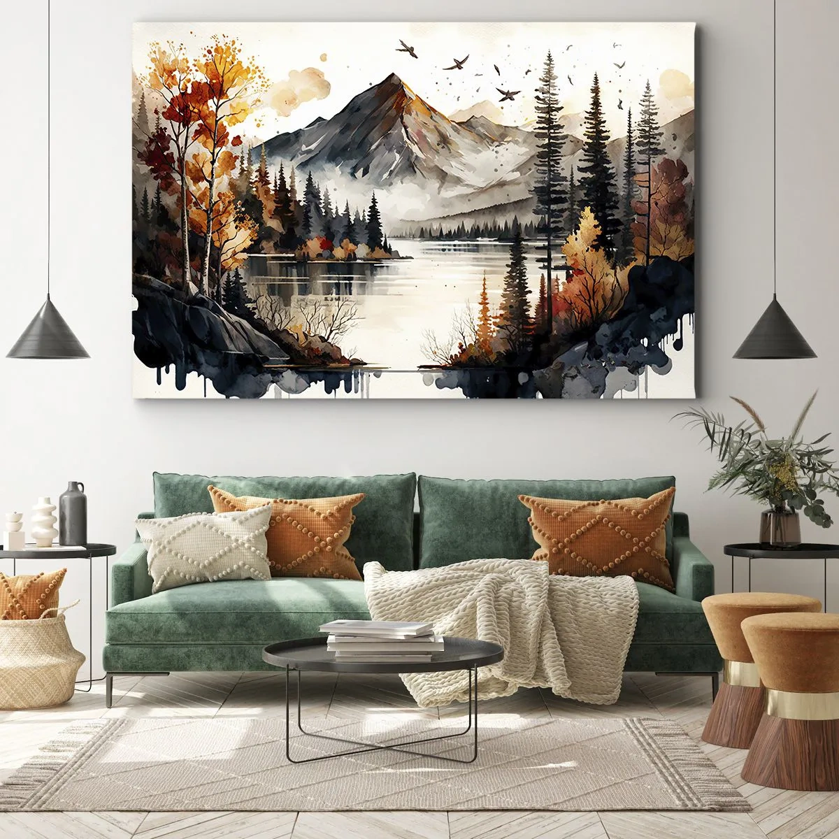 Impression sur toile - Image sur toile - Automne doré dans les montagnes - 70x50 cm