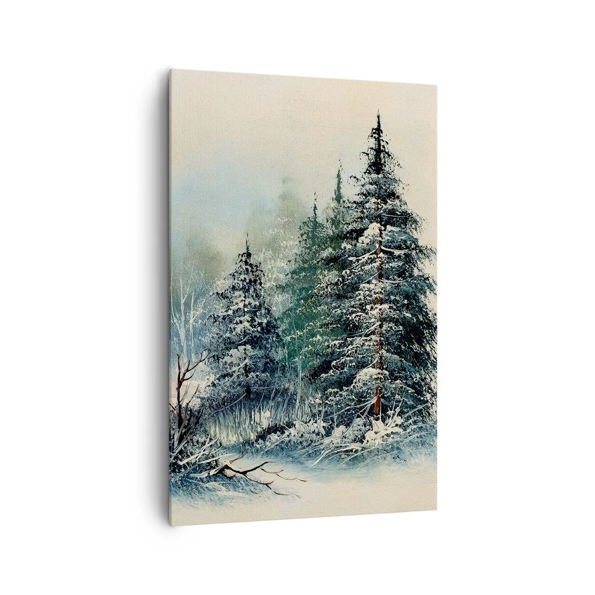 Impression sur toile - Image sur toile - Paysage d'hiver avec des arbres enneigés - 80x120cm - Prêt pour les fêtes - Décoration murale moderne pour le salon et la chambre ARTTOR