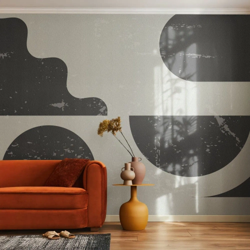 Papier Peint Photo Premium Canvas - Composition dessus et dessous - Abstraction, Noir et blanc, Vieilli - 250x175 cm