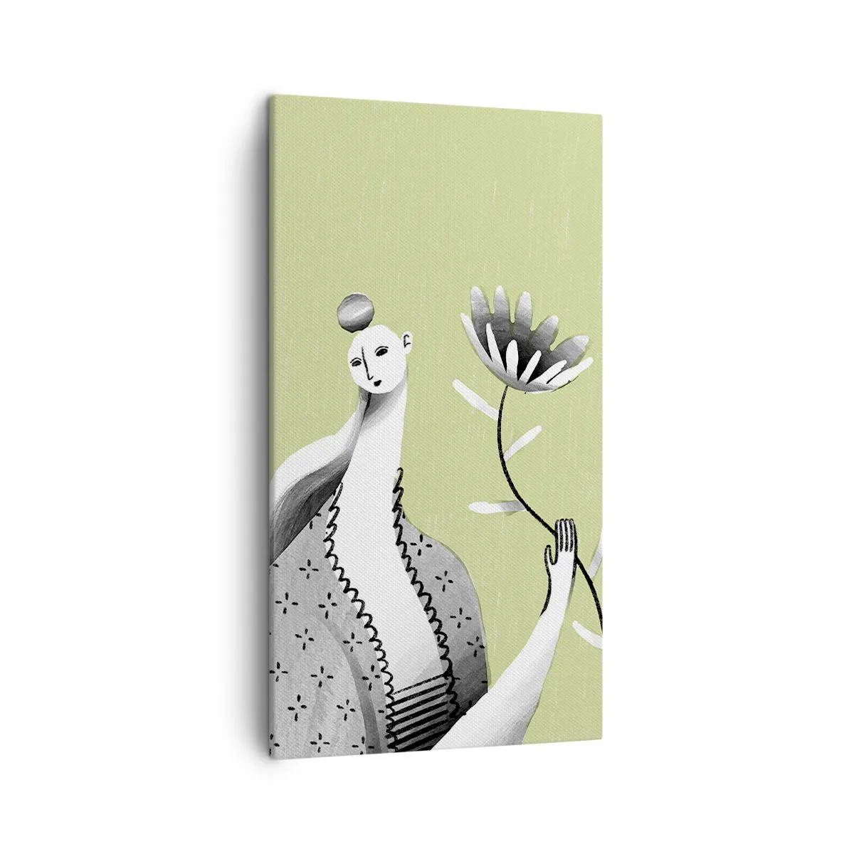 Impression sur toile - Image sur toile - Portrait moderniste – tenant une fleur - 45x80 cm