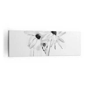 Impression sur toile - Image sur toile - Fleurs noires et blanches avec une composition subtile - 160x50cm - Personne ne souhaite être seul - Décoration murale moderne pour le salon et la chambre ARTTOR