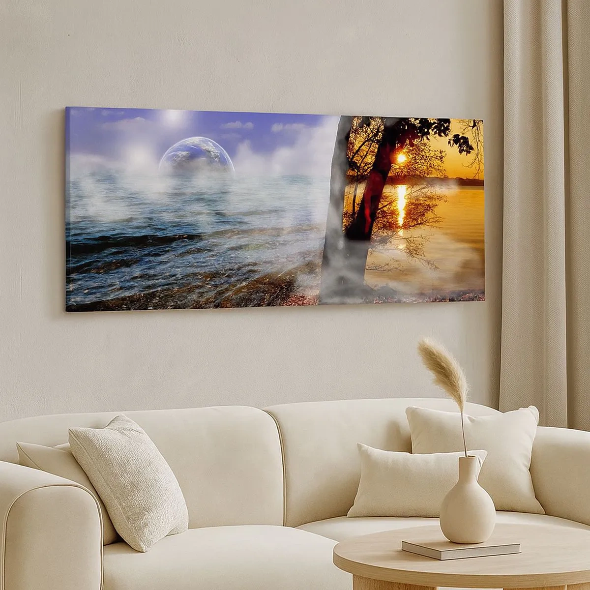 Impression sur toile - Image sur toile - Paysage surréaliste - unité de la nature - 100x40 cm