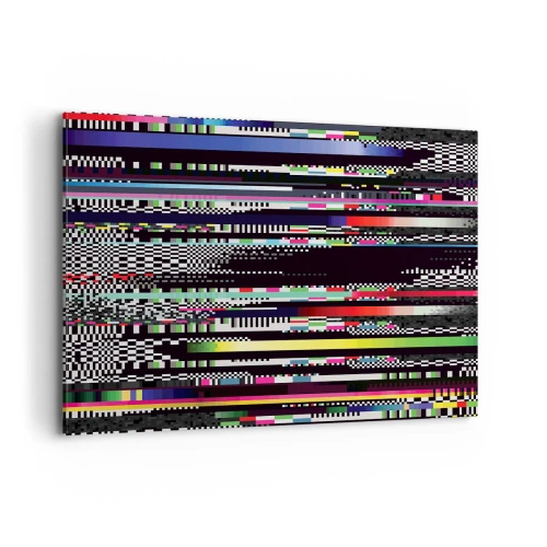 Impression sur toile - Image sur toile - Lignes et pixels colorés dans un style abstrait - 100x70cm - L'image de contrôle de la réalité - Décoration murale moderne pour le salon et la chambre ARTTOR