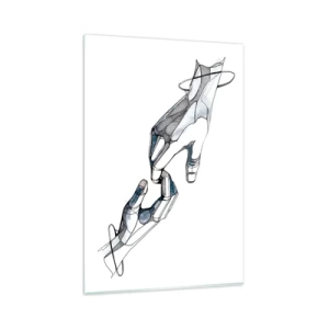 Impression sur verre - Image sur verre - Représentation artistique d'une main dans une forme minimaliste et géométrique - 80x120cm - Un bon geste - Décoration murale moderne pour le salon et la chambre ARTTOR