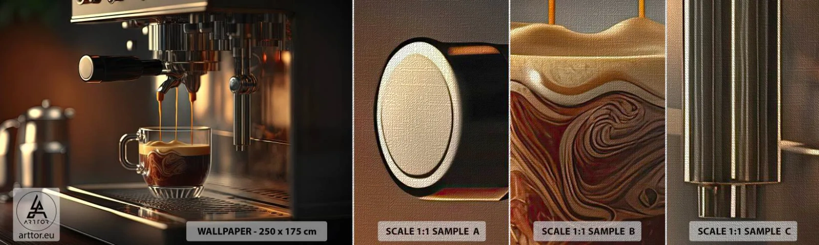 Échantillon de Papier Peint Premium Canvas - Un mélange sensuel - Café, Cafetière, La gastronomie - 100x30 cm