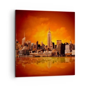 Impression sur toile - Image sur toile - Panorama de grande ville en jaune et bronze - 50x50 cm