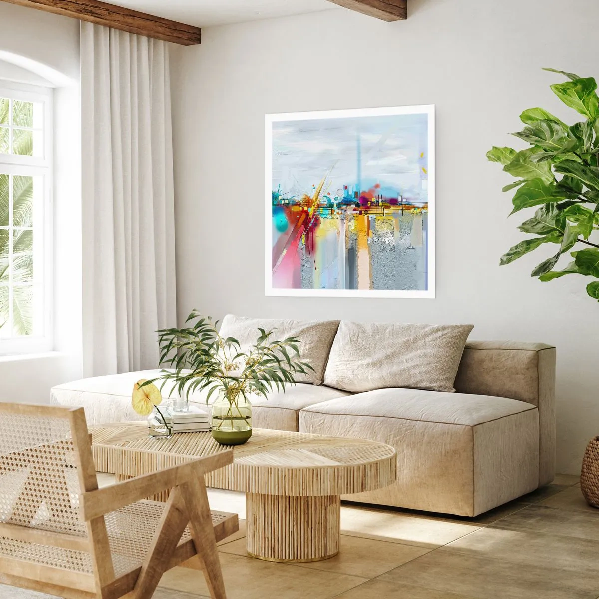 Affiche - Poster - Pont de joie sur le fleuve de la vie - 40x40 cm