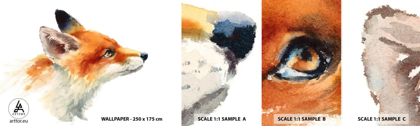 Échantillon de Papier Peint Autocollant Deluxe Sticker - Vous ne pouvez jamais être trop prudent - Animaux, Renard, Abstraction - 100x30 cm