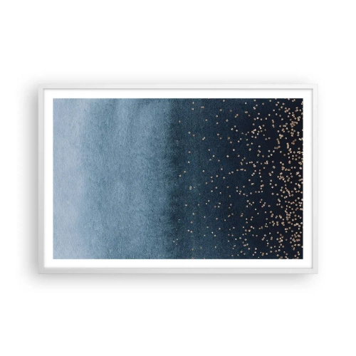 Affiche dans un cadre blanc - Poster - Composition - phases bleues - 91x61 cm
