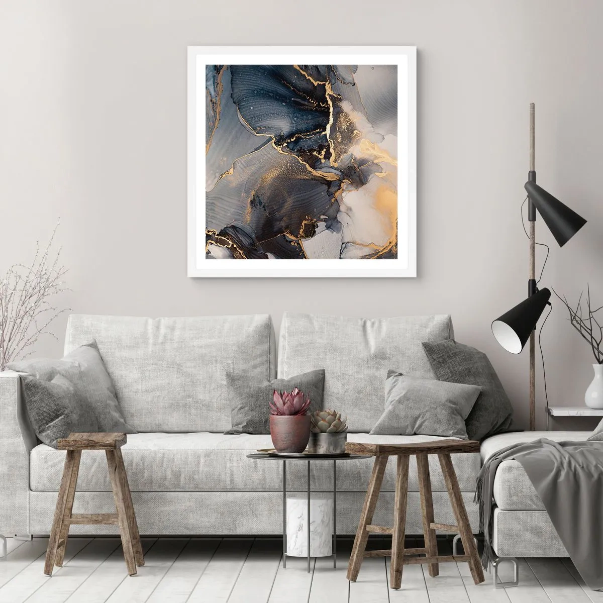 Affiche dans un cadre blanc - Poster - La vie de la pierre - 60x60 cm