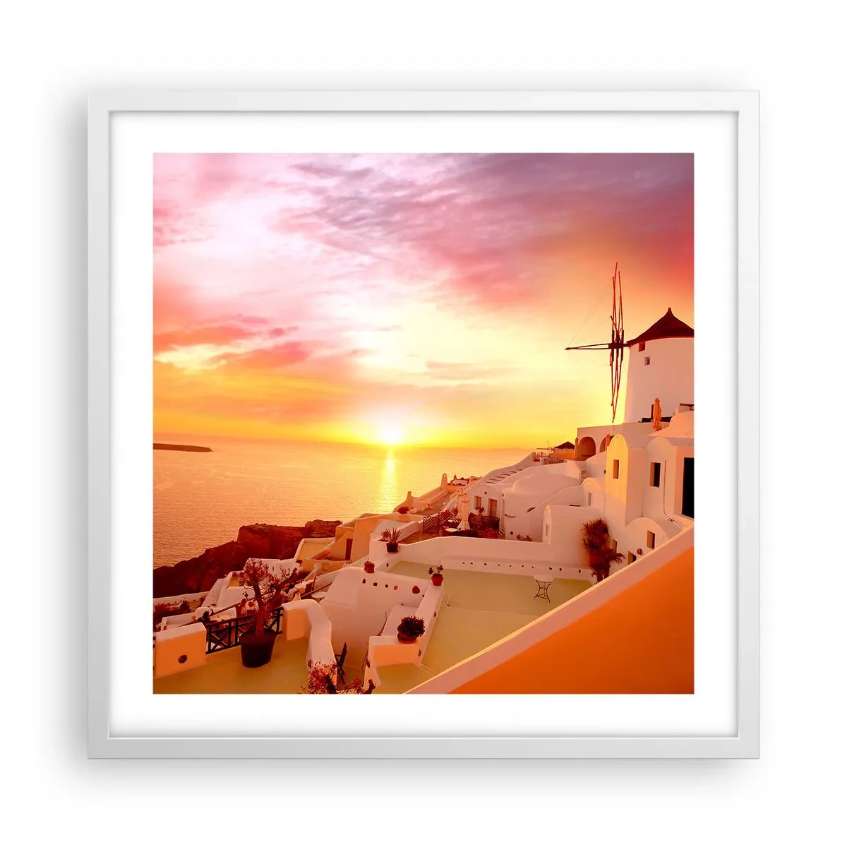 Affiche dans un cadre blanc - Poster - Fondre en blanc et or - 50x50 cm