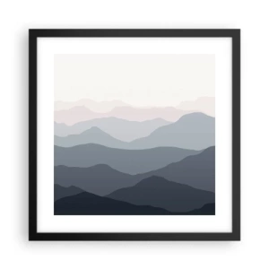Affiche dans un cadre noir - Poster - Vagues de montagnes - 40x40 cm