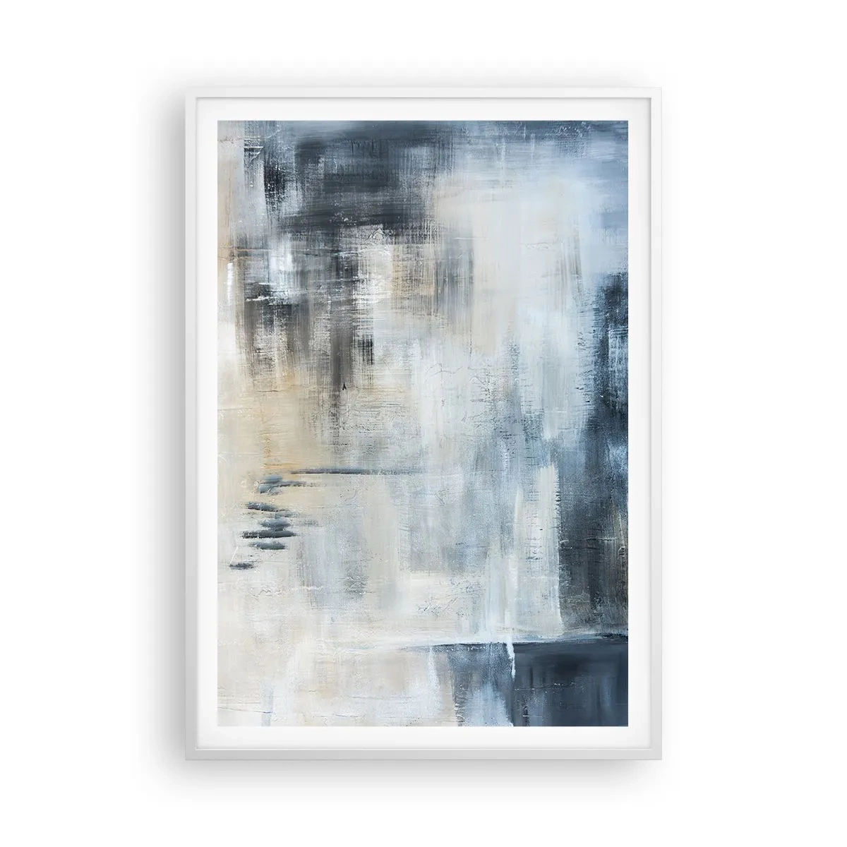 Affiche dans un cadre blanc - Poster - Derrière le rideau bleu - 70x100 cm